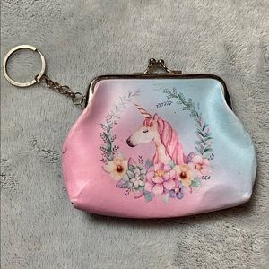 Vintage Unicorn Rainbow Coin Purse Keychain